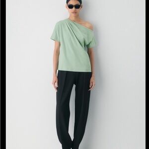 Babaton Asymmetric One-Shoulder Top in Sage Green